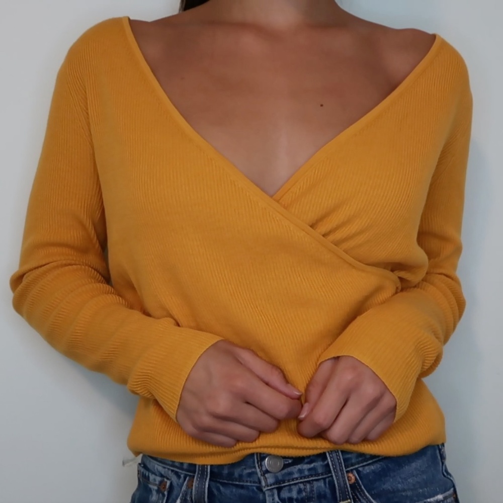 Yellow Wrap Sweater